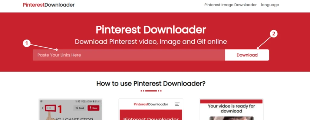 طريقة التحميل عن طريق pinterest video downloader